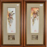 LARRY GREER
The Scout and Buffalo Headdress 
A pair of watercolours
Each signed and dated 94
37 x