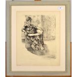 JOHN COPLEY Fiametta Seated in a robe Lithograph Signed and inscribed Sight size 43 x 34cm