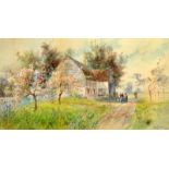 MARK WILLIAM FISHER 
An American Dutch Colonial Style wooden house 
Watercolour
Signed and dated