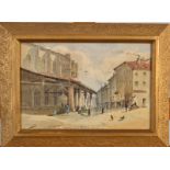 H SIMEON Continental Street Watercolour Signed 21 x 33cm