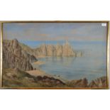 GEORGE LOWTHIAN HALL
Pedn-Vounder and the Logan Rock Headland
Watercolour 
Signed and dated 1866
55