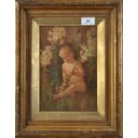 JOHN SHAPLAND Among the Lilies Oil on board Signed Inscribed to the back 24.5 x 16.5cm