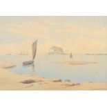 The Bass Rock from North Berwick
Victorian watercolour with naval shipping
Indistinctly inscribed