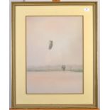 KIM DONALDSON Elephant and Fish Eagle Pastel on paper Signed 52 x 38cm