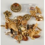 A 9ct. gold casing for a tiger's claw, together with costume jewellery etc.
