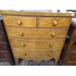 A light mahogany bow front Victorian chest of drawers, width 108cm.