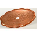 A Hayle, J. & F.Pool Copper oval shape lobed tray decorated with stylised apples. No.