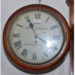 A mahogany dial clock with a single fusee movement, diameter of dial 30cm.