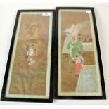 A pair of early 19th century Chinese paintings on silk,