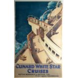 WILLIAM HOWARD JARVIS Cunard White Star Cruises Lithograph in colour 1934 102 x 64 cm.