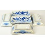 A set of five 18th century Arita blue and white Imari rectangular dishes,