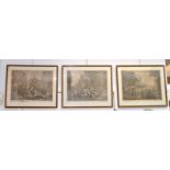 A set of three 18th century prints after Hogarth "Canvassing for Votes",