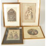 Four antiquarian prints.