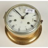 A German Schatz Royal Mariner brass bulkhead timepiece, diameter 15.5cm.