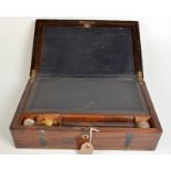 An early Victorian rosewood, brass bound, writing slope.