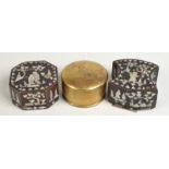 Two Chinese small oriental mother of pearl decorated boxes,