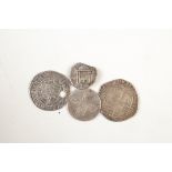 Four early silver coins a/f.