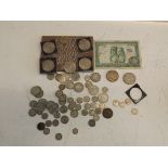 Approximately £ 2-90 face value British pre 1947 silver, two 1935 crowns etc.