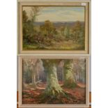 FRANK BROOKS Woodland Oil on board Signed Together with a second oil on board by the same