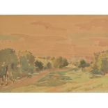 EDWARD THOMAS BUTTAR Landscape Watercolour 27 x 38cm Framed and glazed.