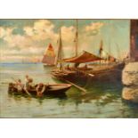 H CACCIAPUOTI Venetian fisher-folk Oil on canvas Signed and inscribed 'Venise' 32 x 45cm