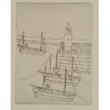 BRYAN PEARCE Three boats Etching Plate size 19.