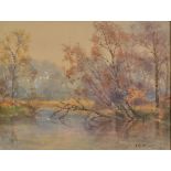 BENJAMIN JOHN OTTWELL River landscape Watercolour Signed and dated 1929 22 x 30cm