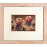 ROBERT JONES Apples & Cherries Oil on board Initialed Inscribed to the back 16 x 23cm