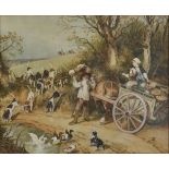 Follower of BIRKET FOSTER The market cart halted Watercolour 45 x 54cm Framed and