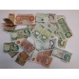 Miscellaneous G.B. and World bank notes, mixed condition.