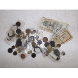 Coins and banknotes.