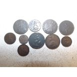 18th and 19th century British copper coins (10) including 1754 farthing F+ 1773 half penny fine and