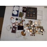 World coins and ceramics.