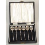 A set of six seal finial coffee spoons, Sheffield 1962.