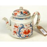 A Chinese Imari porcelain teapot decorated with palmettes, flowering leaves and tendrils,