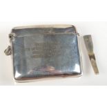 A silver plated vesta case inscribed 'Peace 1918 a token of admiration & affection from friends at