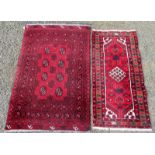 An Afghan rug, 148 x 98cm, together with a Hamadan rug, 130 x 64cm.