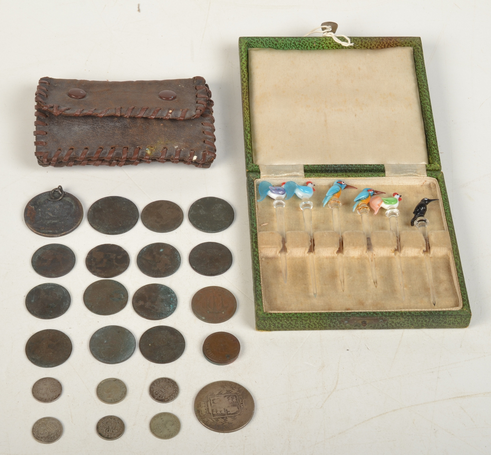 A purse of coins, including silver,
