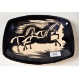 A Leaper dish decorated with wild horses, 26.5cm. Condition report: Good condition.