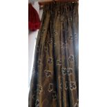 A pair of Zoffany faux bronze and black silk curtains, drop 170cm,