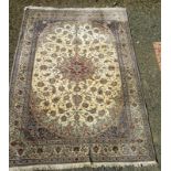 A Nain Isfahan part silk carpet, the ivory ground with a polychrome lobel pole medallion,