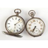 A plain silver key wind full hunter case pocket watch,