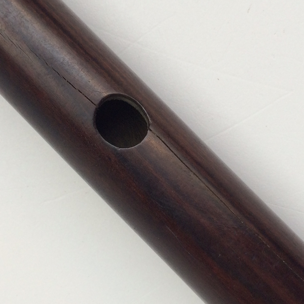 A rosewood flute with nickel keys and rings, length including finial 68.5cm. - Image 2 of 2