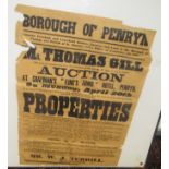 Two late 19th century Penryn public auction property posters by the solicitors Appleby Jenkins and