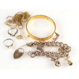 A heavy silver charm bracelet etc. Condition report: Charm bracelet - 74.5g.