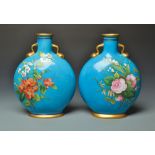 A pair of fine Minton exhibition moon flasks,