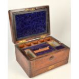 A regency rosewood brass inlaid toiletcase