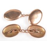 A pair of 9ct. gold oval cufflinks, 3.2g.