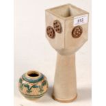 A John Dirando Pottery vase and a small studio pottery vase initialled, E.H.
