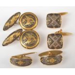 Three pairs of Spanish gilt cufflinks.